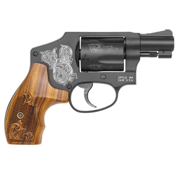 Smith & Wesson M442 Handgun 38 S&W Spl 5rd Capacity 1.875" Barrel Engraved Wood Grip