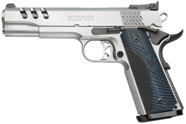 S&W PC Model 1911 Handgun .45 ACP 9rd Magazine 5" Stainless Barrel Blue Grip