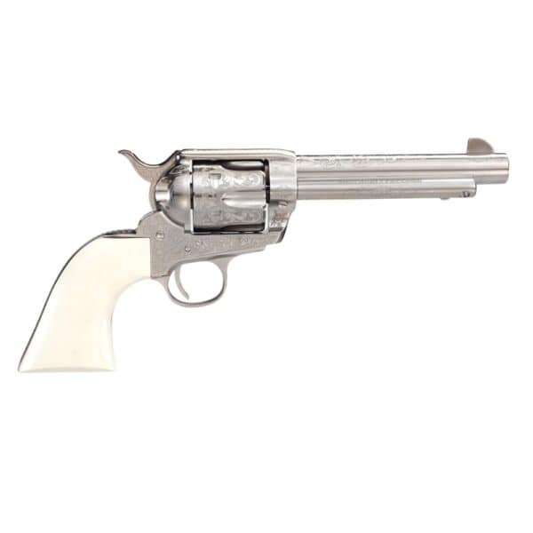 Taylor's 1873 Outlaw Legacy Handgun .45 Colt 6rd Capacity 5.5" Barrel Engraved Nickel with White