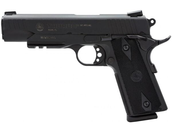 Taurus M1911 Handgun. 45 ACP 8rd Magazine 5" Barrel Black Novak Sights Picrail