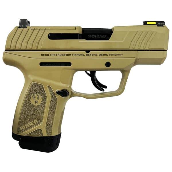 Ruger Max-9 Optic Ready Handgun 9mm Luger 12rd Magazine 3.2" Barrel Fiber Optic Sights FDE Manual Safety