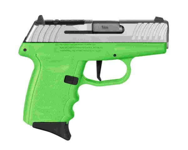 SCCY DVG-1 RDR Handgun 9mm Luger 10rd Magazine 3.1" Barrel Striker Fired Stainless Slide/Lime Green Frame