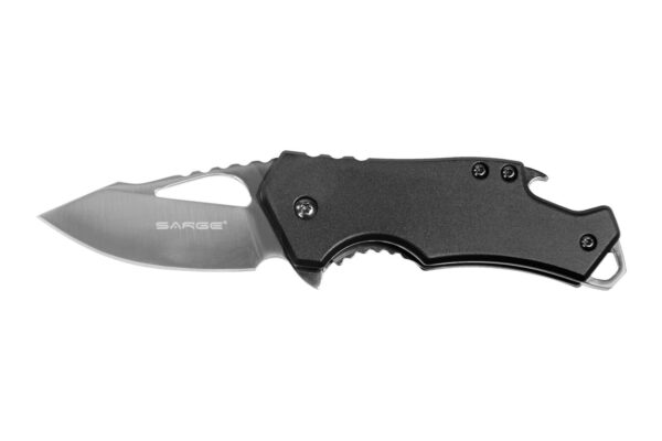 Sarge Knives Black Fuse Folding Knife 2 3/8" Blade Black with Bottle Opener