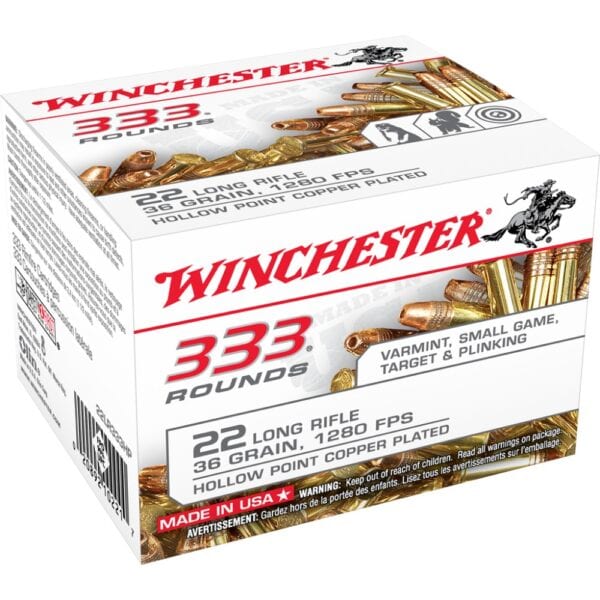 Winchester .22 LR Bulk Pack Rimfire Ammunition .22 LR 36 gr CPHP 333/ct