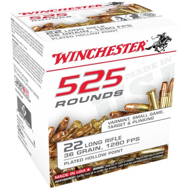 Winchester .22 LR Bulk Pack Rimfire Ammunition .22 LR 36 gr CPHP 525/ct