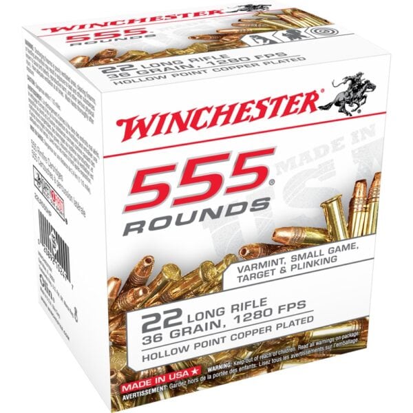 Winchester .22 LR Bulk Pack Rimfire Ammunition .22 LR 36 gr CPHP 555/ct