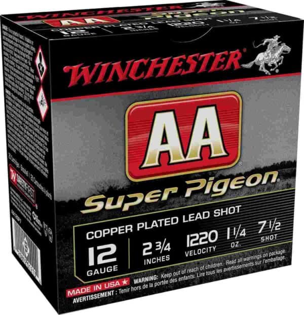 Winchester AA Super Pigeon Shotshells 12 ga 2-3/4" 1-1/4 oz 1220 fps #7.5 25/ct