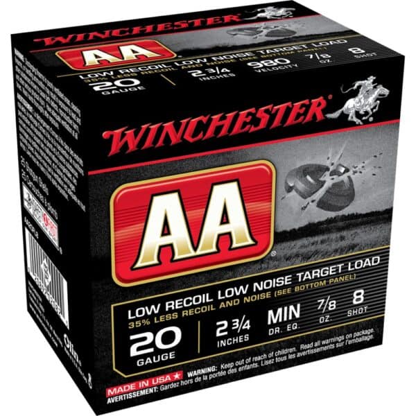 Winchester AA Target 20 ga 2 3/4" 1-1/2 dr 7/8 oz #8 980 fps - 25/ct