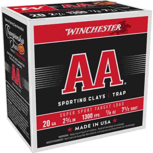 Winchester AA Super Sport 20 ga 2-3/4" 3 dr 7/8 oz #7.5 1300 fps - 25/ct