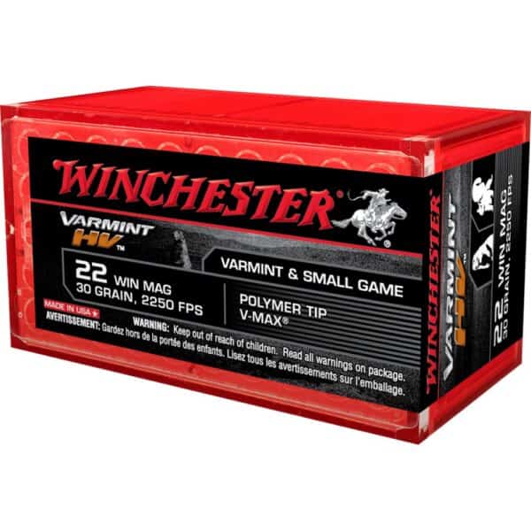 Winchester Varmint High Velocity Rimfire Ammunition .22 WMR 30 gr. V-Max 2250 fps 50/ct