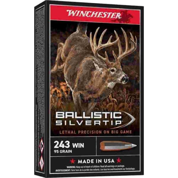 Winchester Ballistic Silvertip Rifle Ammunition .243 Win 95 gr. PT 3100 fps 20/ct