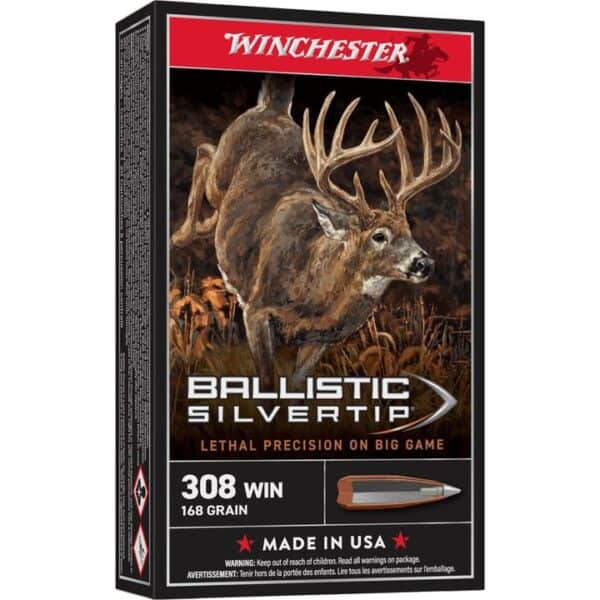 Winchester Ballistic Silvertip Rifle Ammunition .308 Win 168 gr. PT 2670 fps 20/ct