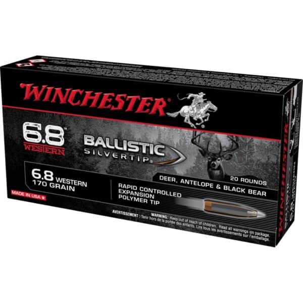 Winchester Ballistic Silvertip Rifle Ammunition 6.8 Western 170 gr. PT 2920 fps 20/ct