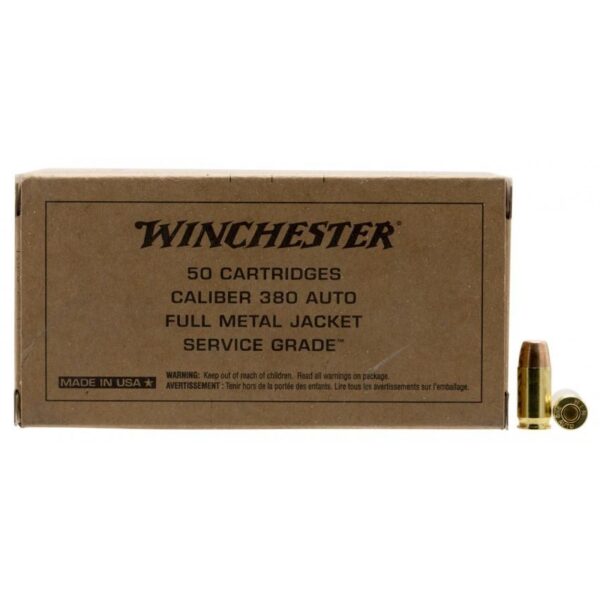 Winchester Service Grade Ammunition 380 Auto 95 gr. FMJ 955 fps 50/ct