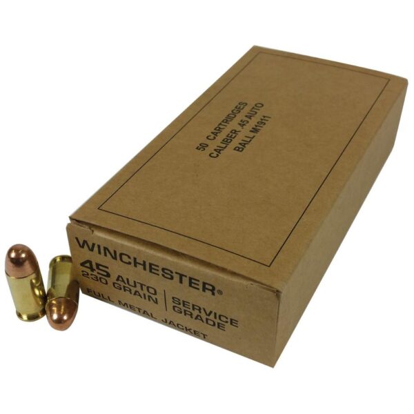 Winchester Military Service Grade Handgun Ammunition .45 ACP 230 gr. FMJ 865 fps 50/ct