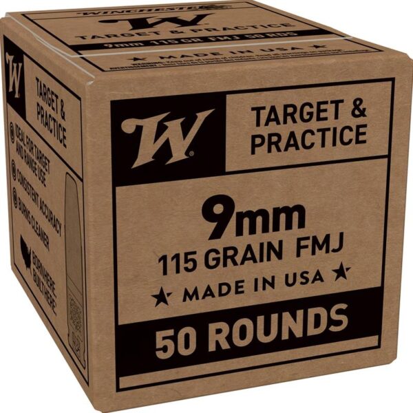 Winchester Service Grade Handgun Ammunition 9mm Luger 115gr FMJ 1300fps 50/ct