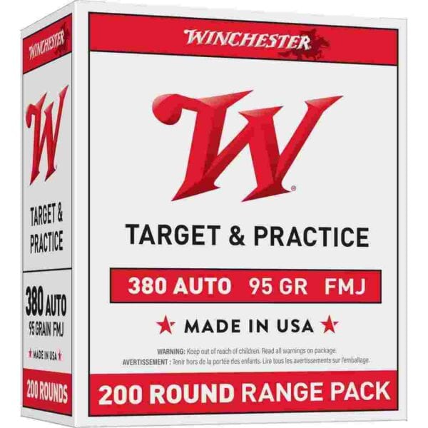 Winchester Government Handgun Ammunition .380 ACP 95 gr. FMJ 955 fps 200/ct