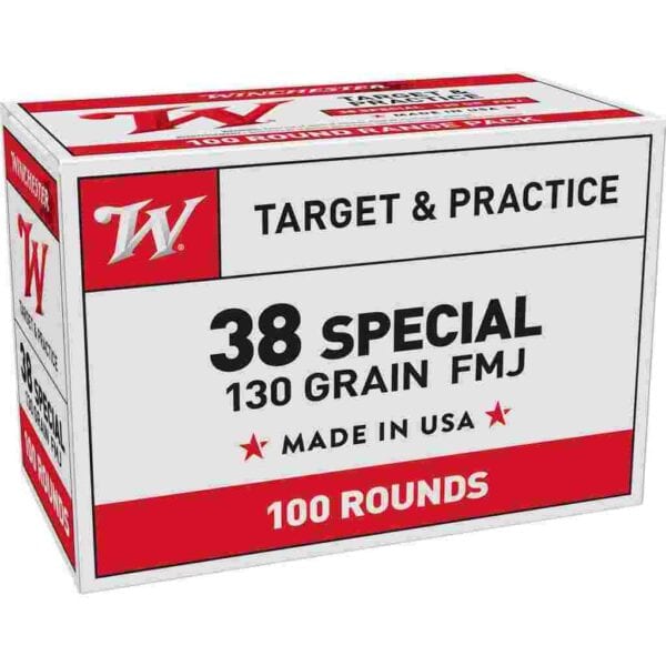 Winchester Target Handgun Ammunition .38 Spl 130 gr. FMJ-FP 800 fps 100/ct