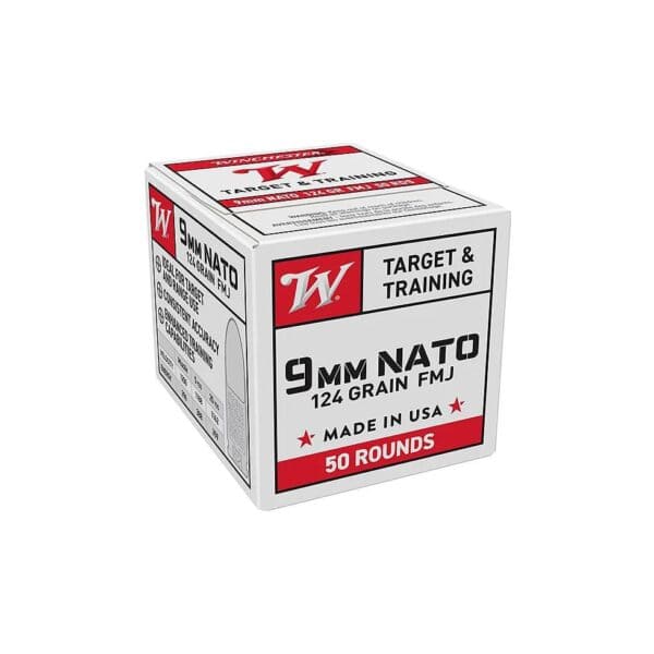 Winchester USA Target & Training NATO Handgun Ammunition 9mm Luger 124 gr. FMJ 1140 fps 50/ct