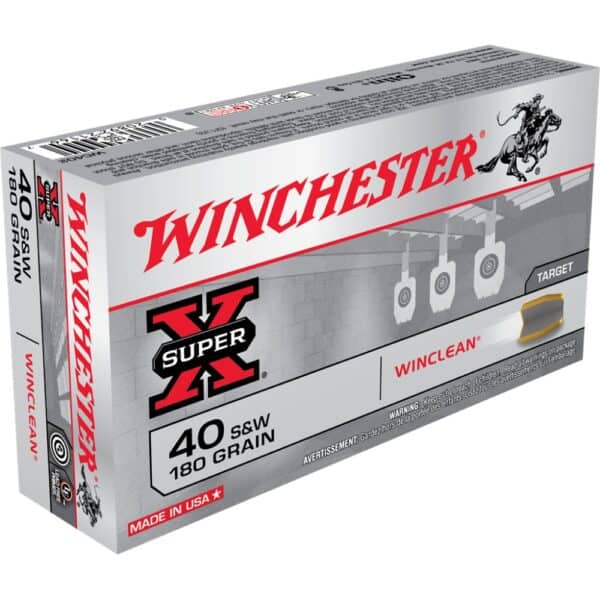 Winchester Super X WinClean Handgun Ammunition .40 S&W 180 gr. JSP 990 fps 50/ct