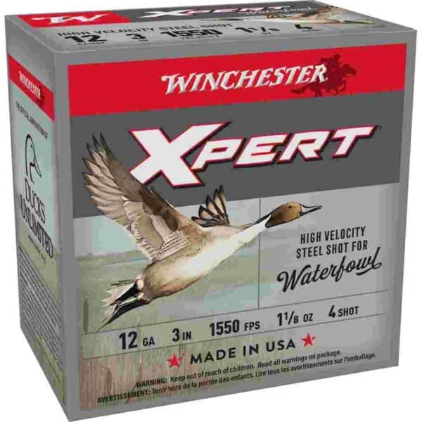 Winchester Xpert High-Velocity Steel Shotshells 12 ga 3" 1-1/8 oz 1550 fps #4 25/ct