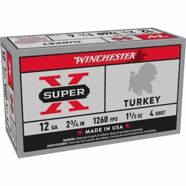 Winchester Super-X Turkey Shotshells 12 ga 2-3/4" 1-1/2 oz 1260 fps #4 10/ct