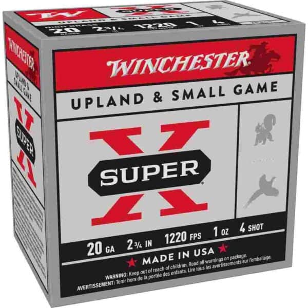 Winchester Super-X High-Brass Shotshells 20 ga 2-3/4" 1 oz 1220 fps #4 25/ct