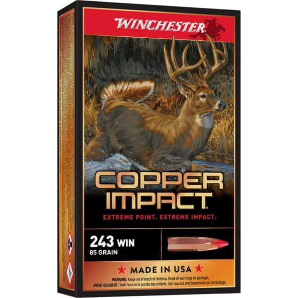 Winchester Copper Impact Rifle Ammunition 243 Win 85 gr. PT 3260 fps 20/ct