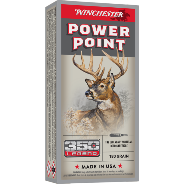 Winchester Power Point Rifle Ammunition 350 Legend 180 gr. PSP 2100 fps 20/ct