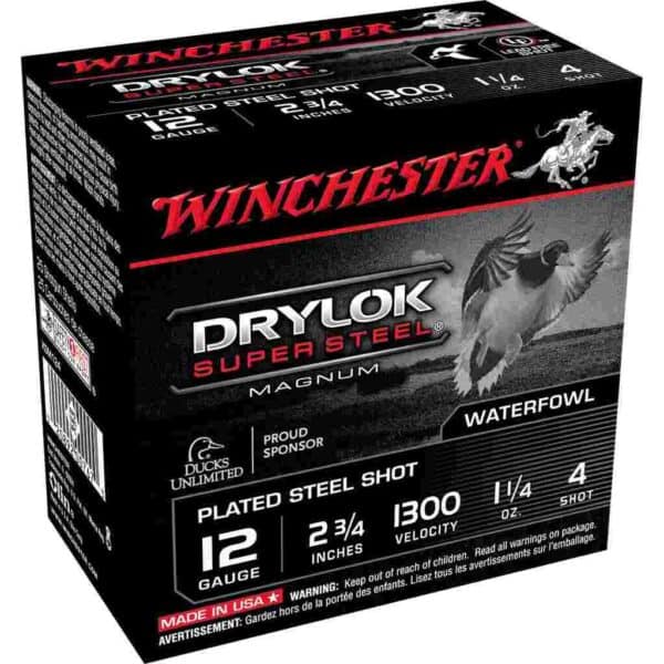 Winchester Super-X Drylok Super Steel Shotshells 12ga 2-3/4" 1-1/4oz 1300 fps #4 25/ct