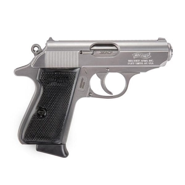 Walther PPK/s Handgun .380 ACP 7rd Magazine 3.3" Barrel Stainless with Black Grips - 2 MAGS Incl/