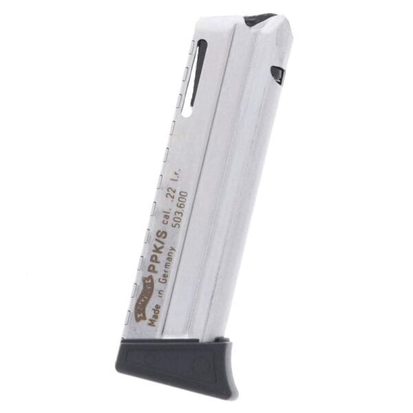 Walther PPK/S Handgun Magazine w/Finger Rest Steel Nickel Plated .22 LR 10/rd