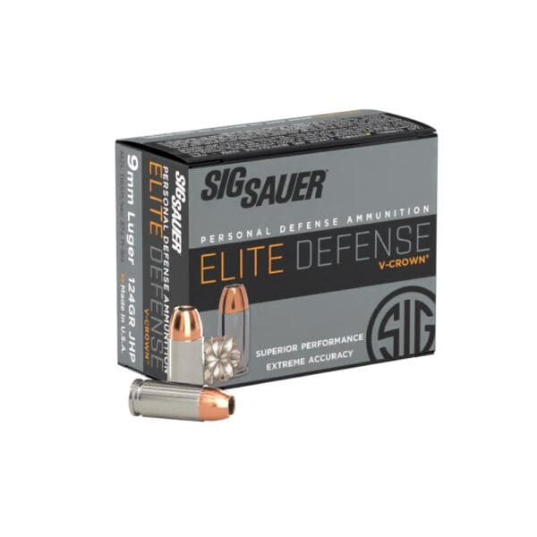 Sig Sauer Elite Performance Pistol Ammunition 9mm 124 gr Elite V-Crown JHP Box 20