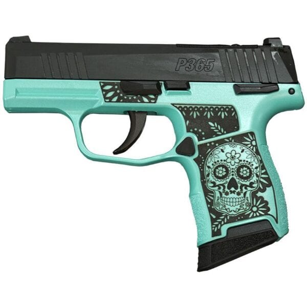 Sig Sauer P365-380-BSS-MS Exclusive "Sugar Skull" Robin's Egg Blue Glitter Handgun .380 10rd Magazines (2) 3.1" Barrel