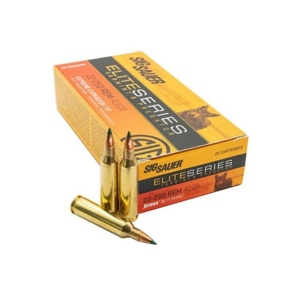 Sig Sauer Elite Varmint & Predator Rifle Ammunition 22-250 Rem 40gr PT 3975 fps 20/ct