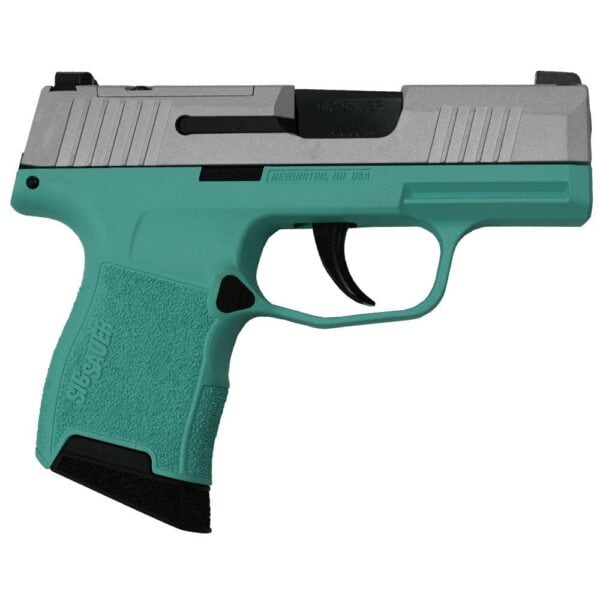 Sig Sauer "Silver Slide/Robin's Egg Blue Frame" P365 Optic Ready Handgun 9mm Luger 10rd Magazines(2) 3.1" Barrel X-RAY 3 Sights