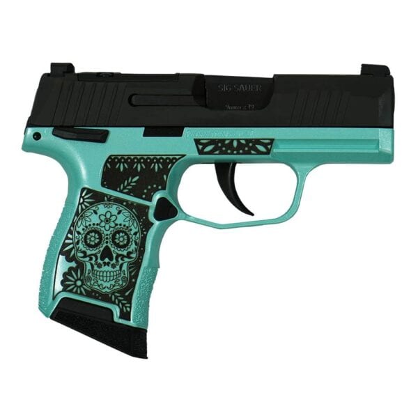 Sig Sauer "Sugar Skull Robin's Egg Blue Glitter" P365 Optic Ready Handgun 9mm Luger 10rd Magazines(2) 3.1" Barrel X-RAY 3 Sights Manual Safety