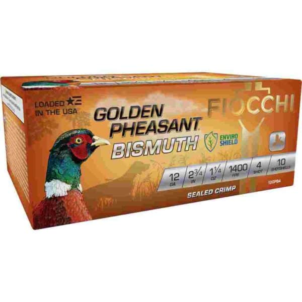 Fiocchi Golden Pheasant Bismuth Shotshells 12ga 2-3/4" 1-1/4oz 1400 fps #4 10/ct