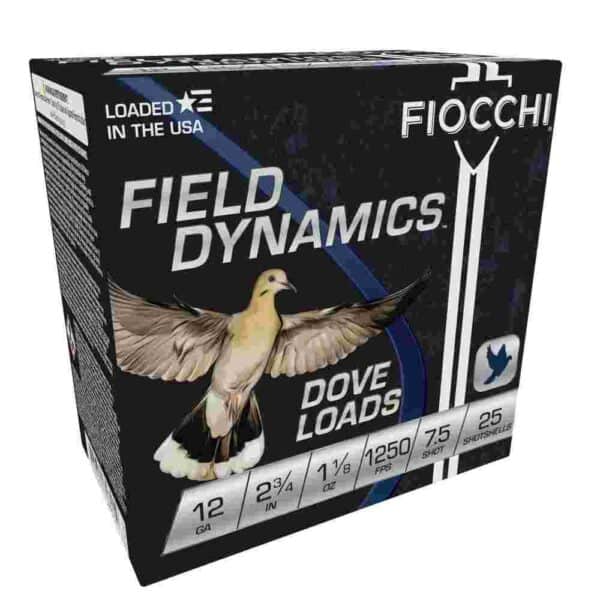 Fiocchi Lead Dove & Quail Shotshells 12ga 2-3/4 in 1-1/8 oz 1250 fps #7.5 25/ct