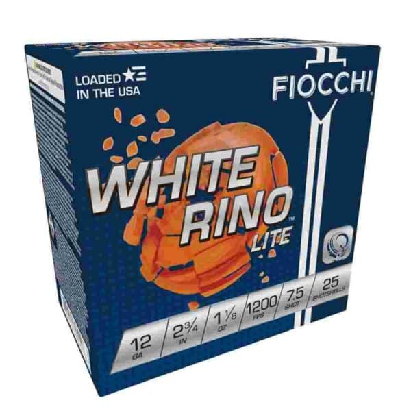 Fiocchi White Rino Lite Shotshells 12 ga 2-3/4" 1-1/8oz 1200 fps #7.5 25/ct