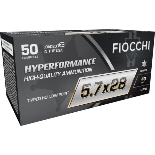 Fiocchi Hyperformance Defense Handgun Ammunition 5.7x28mm 40gr PT 1750 fps 50/ct