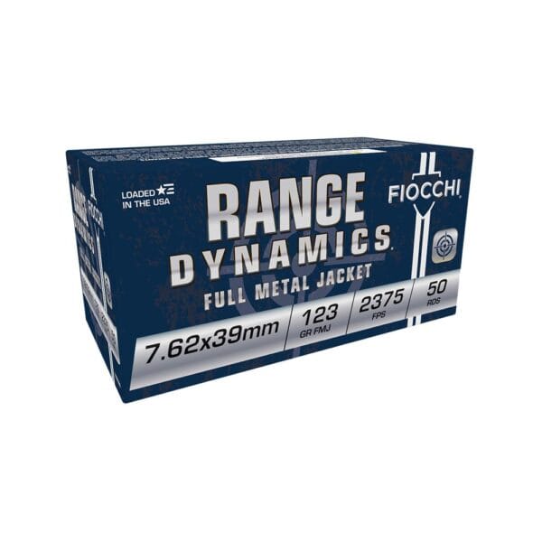 Fiocchi Range Dynamics Centerfire Rifle Ammunition 7.62x39mm 123 gr FMJ 2375 fps 50/ct