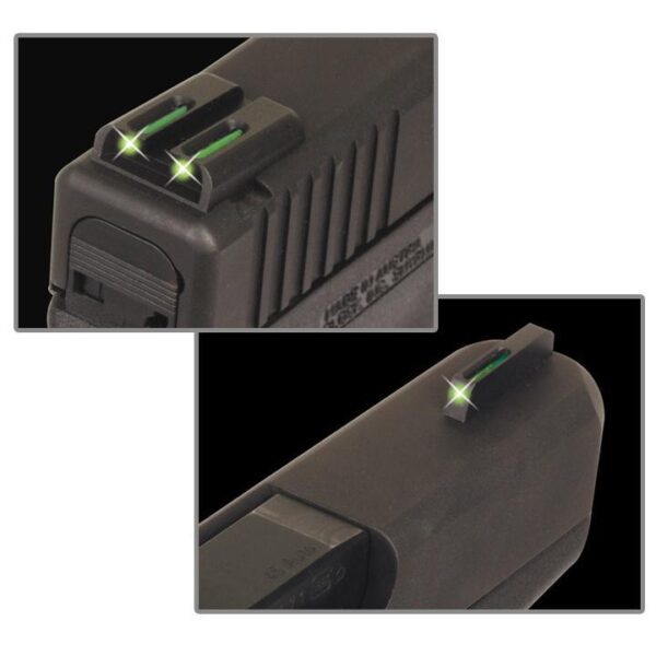 Truglo TFO Tritium/Fiber-Optic Day/Night Sights Fits Glock 17 / 17L 19 22 23 24 26 27 33 34 35 38 and 39 - Front Green/Rear Green