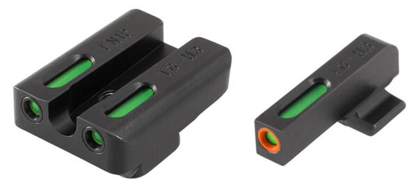 Truglo TFX Pro Tritium/Fiber-Optic Day/Night Sights Fit FNH FNP-9|FNX-9|FNS-9|FNS-9 Compact - Front Outline Orange/Rear Green