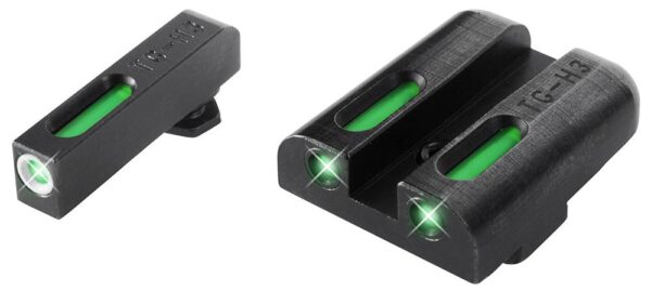 Truglo TFX Tritium/Fiber-Optic Day/Night Sights Fits GLOCK 17 / 17L 19 22 23 24 26 27 33 34 35 38 AND 39 - White Outline Front/Rear Green