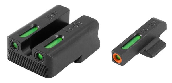 Truglo TFX Pro Tritium/Fiber-Optic Day/Night Sights Fit Novak LoMount cut .260 front / .450 rear - Orange Outline Front/Rear Green