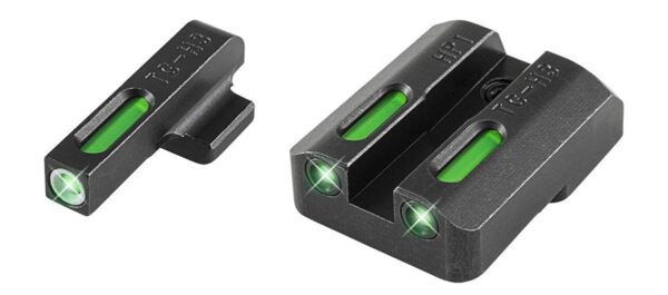 Truglo TFX Tritium/Fiber-Optic Day/Night Sights Fit Taurus MIllennium 62 709 Slim / 740 Slim - White Outline Front/Rear Green/