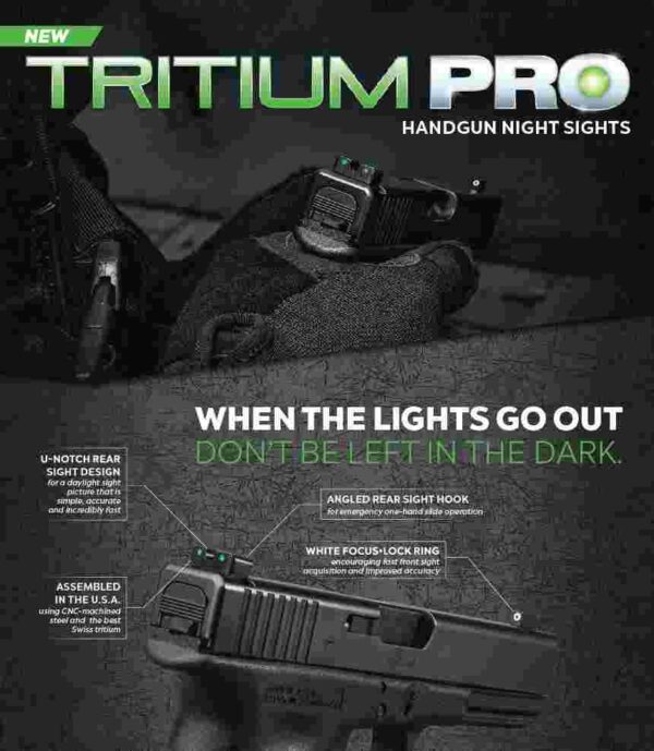 Truglo Tritium Pro Night Sights Fit Kahr Arms K MK P PM T&TP Models with New Dovetail (Post-2004) - Front Outline White/Rear Green