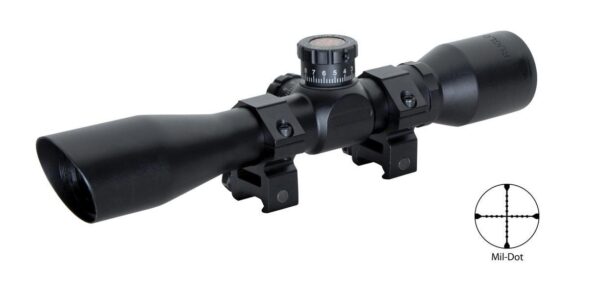 Truglo Tru-Brite Extreme Compact Tactical Rifle Scope with Rings - 4x32mm Mil-Dot  4" Matte