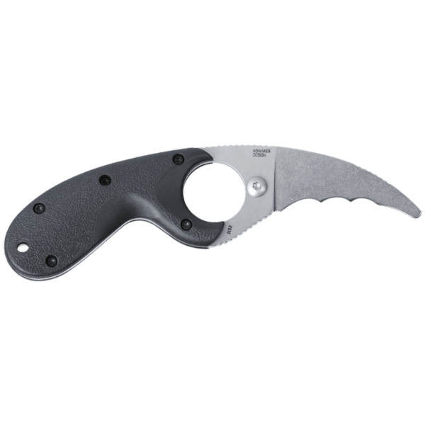 CRKT Bear Claw Fixed Blade Knife 2-2/5" Veff Serrated Hawksbill Blade Black